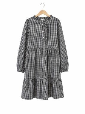 Little English Navy and White Gingham Kids Dress